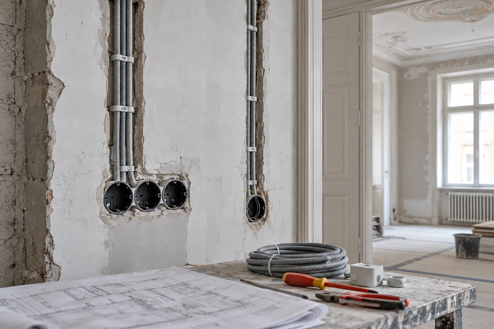 Elektroinstallation Einfamilienhaus – KI-generiertes Symbolbild